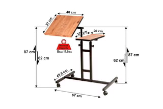 Bureau nomade réglable - 58 x 45,5 x 62-87 cm