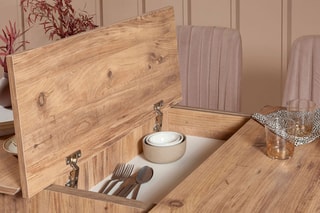 Ensemble de salle à manger Vieux rose et naturel