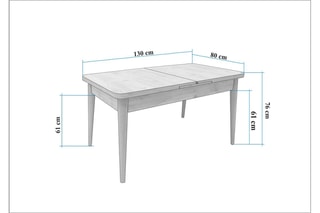 Ensemble de salle à manger Vina - 6 places - 130/165 x 76 x 80 cm