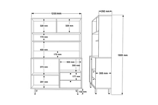 Buffet de cuisine 6 portes - 120 x 180 x 35,5 cm