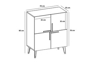 Commode 4 portes Makro  - 70 x 90 x 35 cm