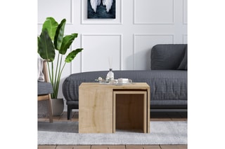 Table basse et 4 tables d'appoint Ortanca - 60 x 60 x 37 cm/30 x 32 x 25 cm
