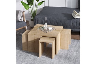 Table basse et 4 tables d'appoint Ortanca - 60 x 60 x 37 cm/30 x 32 x 25 cm