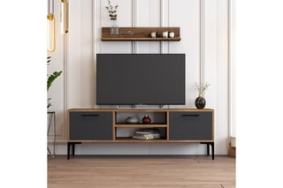 Meuble TV avec étagère murale - 140 x 48 x 30 / 80 x 14,2 x 13,6 cm
