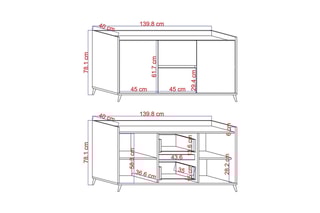 Buffet 2 portes et 2 tiroirs Tuval - 139,8 x 40 x 78,1 cm
