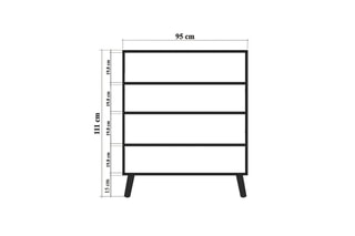 Meuble de rangement 4 portes - 95 x 111 x 36 cm