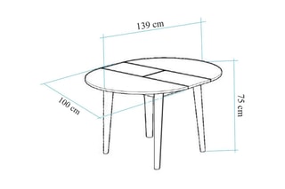 Table à manger extensible Vina 139 - Pieds en bois - Longueur 100 à 131 cm