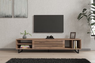 Meuble TV 1 abattant Safir - 160 x 35 x 40 cm