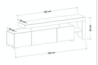 Meuble TV 2 portes et abattant - 192 x 53 x 37 cm