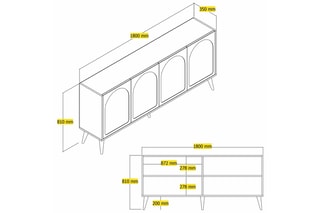 Buffet 4 portes Lyon 81 - 180 x 81 x 35 cm