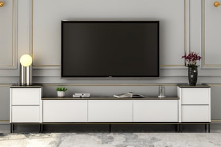 Meuble TV 2 portes et 3 abattants - 260 x 60 x 35 cm