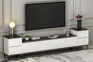 Meuble TV 2 portes et 3 abattants - 260 x 60 x 35 cm