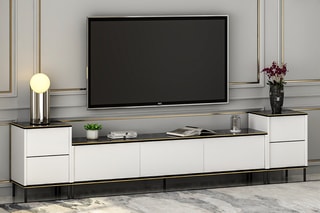 Meuble TV 2 portes et 3 abattants - 260 x 60 x 35 cm