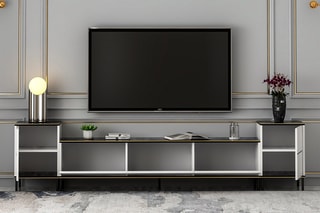 Meuble TV 2 portes et 3 abattants - 260 x 60 x 35 cm