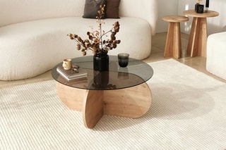 Table basse Bubble  - Plateau en verre trempé - 75 x 35 x 75 cm