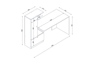 Bureau 1 porte et 1 abattant - 149,5 x 140 x 61,8 cm