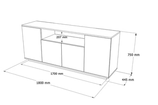 Console 4 portes - 180 x 75 x 45 cm