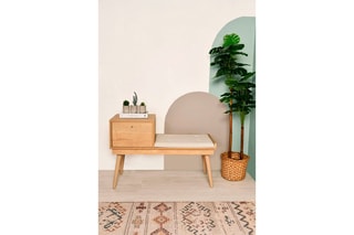 Banc - Revêtement en lin - 105 x 45 x 40 cm