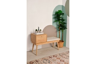 Banc - Revêtement en lin - 105 x 45 x 40 cm