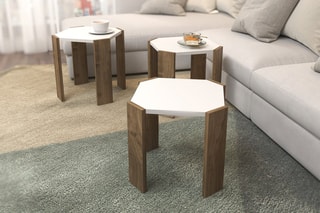 3 tables gigognes Lori - 44,5 x 41 x 44,5 cm