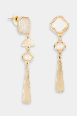 Boucles d'oreilles Doré et blanc