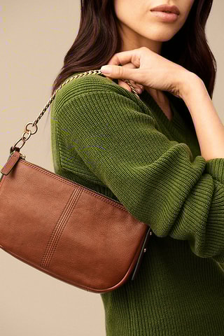 Sac porté épaule en cuir - Marron
