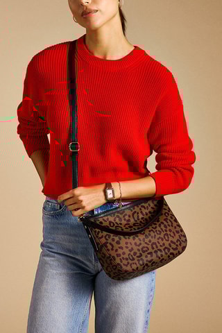 Sac porté épaule en cuir Jolie - Marron et noir
