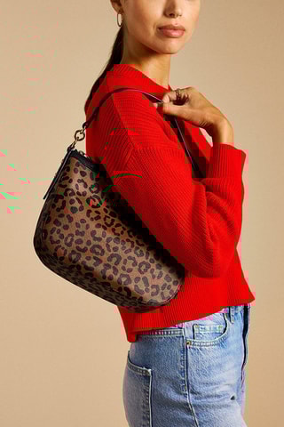 Sac porté épaule en cuir Jolie - Marron et noir