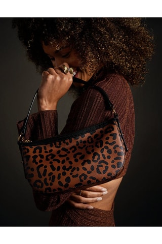 Sac porté épaule en cuir Jolie - Marron et noir