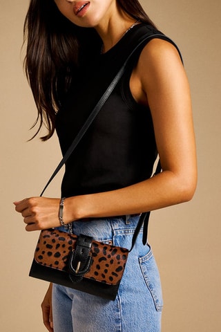 Sac bandoulière en cuir Harwell - Marron et noir