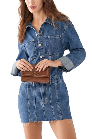 Sac bandoulière en cuir Ainsley - Marron