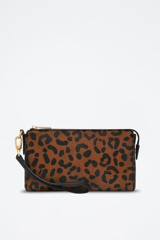 Trousse en cuir Wristlet - Marron