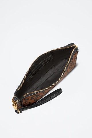 Trousse en cuir Wristlet - Marron