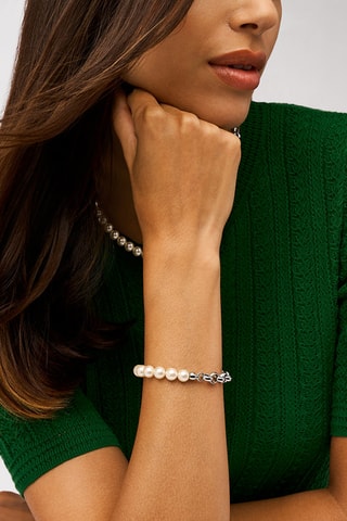 Bracelet - Argenté et blanc 