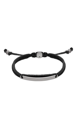 Bracelet en cuir - Argenté et noir