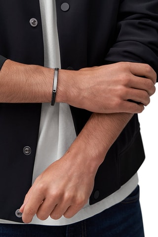 Bracelet en cuir - Argenté et noir
