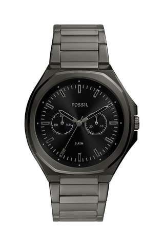 Montre à quartz en acier - Gris métallisé et noir