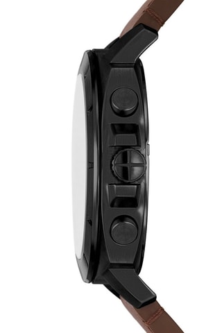 Montre à quartz en cuir Privateer - Chronographe - Marron et noir