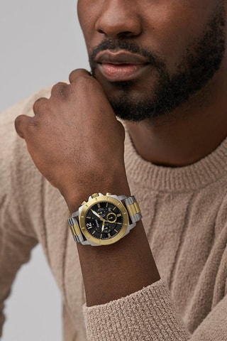 Montre à quartz en acier Privateer - Chronographe - Argenté et doré