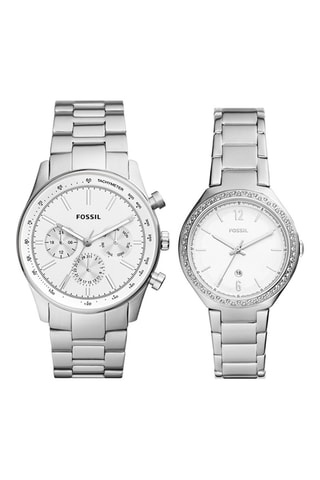Coffret 2 montres à quartz en acier Sullivan - Tachymètre - Argenté
