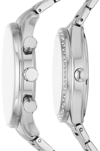 Coffret 2 montres à quartz en acier Sullivan - Tachymètre - Argenté