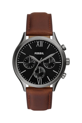 Montre à quartz en cuir Fenmore - Marron et argenté