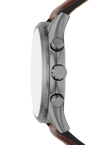 Montre à quartz en cuir Fenmore - Marron et argenté