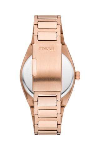 Montre à quartz en acier Everett - Doré rose et marron foncé