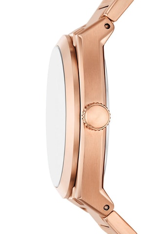 Montre à quartz en acier Everett - Doré rose et marron foncé