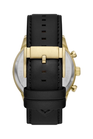 Montre à quartz en cuir Flynn - Chronographe - Noir et doré