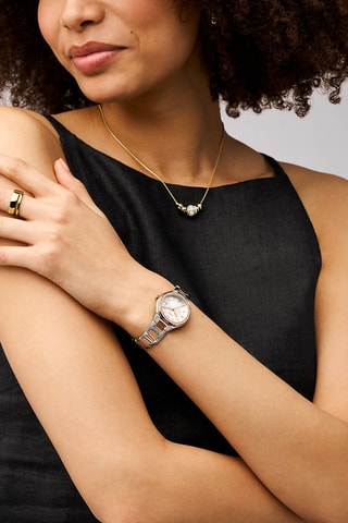 Montre à quartz en acier inoxydable Eevie - Argenté et doré rose