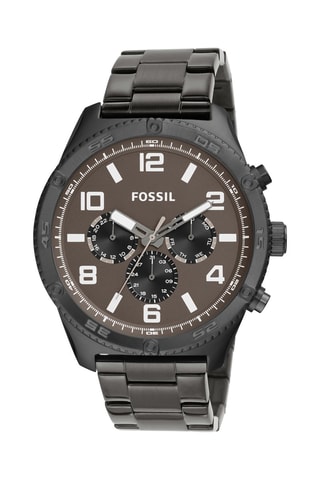 Montre à quartz en acier Brox  - Anthracite et marron