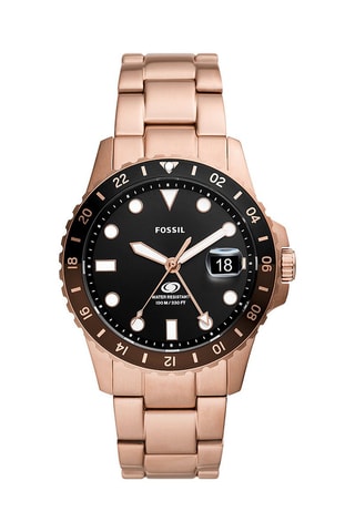 Montre à quartz en acier - GMT - Doré rose