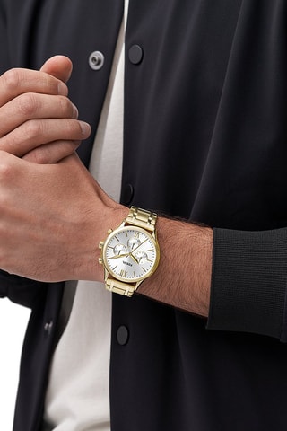 Montre à quartz en acier - Doré et blanc